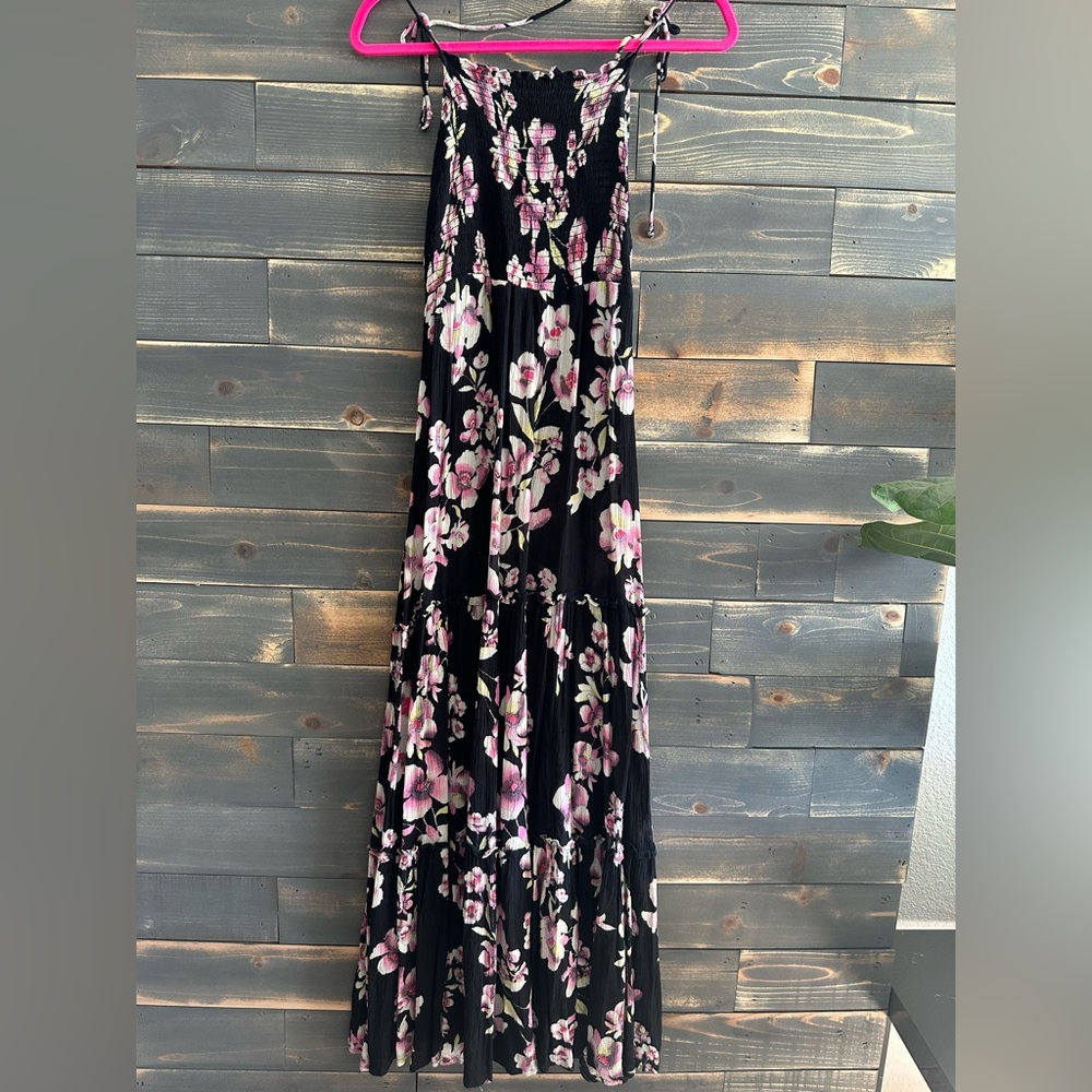 Intimately Free People Black and Pink Floral Maxi Dress